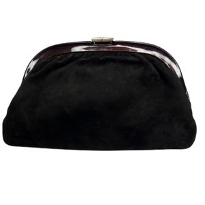 Vintage 1960 Reghi Italy Black Suede Clutch